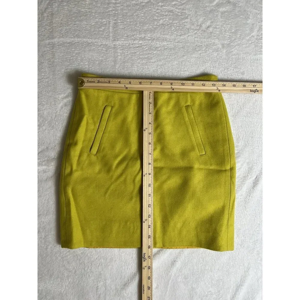J. Crew Women’s Wool Skirt Size XS‎ 00 Mustard Yellow Preppy Vibrant Mod Office